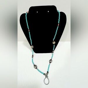 Native American Turquoise Beaded Lanyard Necklace